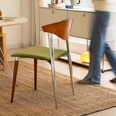 Chaise de salle à manger contemporaine rétro en bois de hêtre, fer, velours, éponge carrée avec dossier incurvé pour salle à manger 
