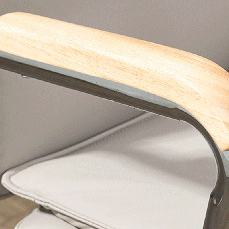 Moderner minimalistischer quadratischer gepolsterter PU-Leder-Schreibtischstuhl aus Edelstahl mit Rückenlehne und Armlehne für das Home Office 