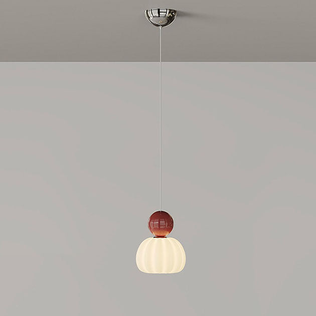 Suspension LED avec abat-jour en PE citrouille de simplicité contemporaine et boule en fer pour chambre 