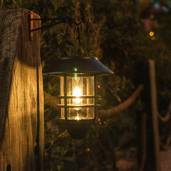 Zeitgenössische Retro Solar wasserdichte Aluminium Glas Laterne Zylinder 1-Licht hängen Wandleuchte Lampe für Terrasse 
