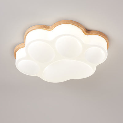 Plafonnier LED en acrylique en forme de patte de chat minimaliste moderne en bois de caoutchouc pour chambre 