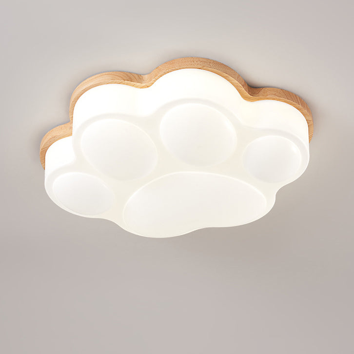 Plafonnier LED en acrylique en forme de patte de chat minimaliste moderne en bois de caoutchouc pour chambre 