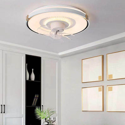 Moderner minimalistischer runder Hardware-LED-Deckenventilator mit Deckenleuchte für das Wohnzimmer 