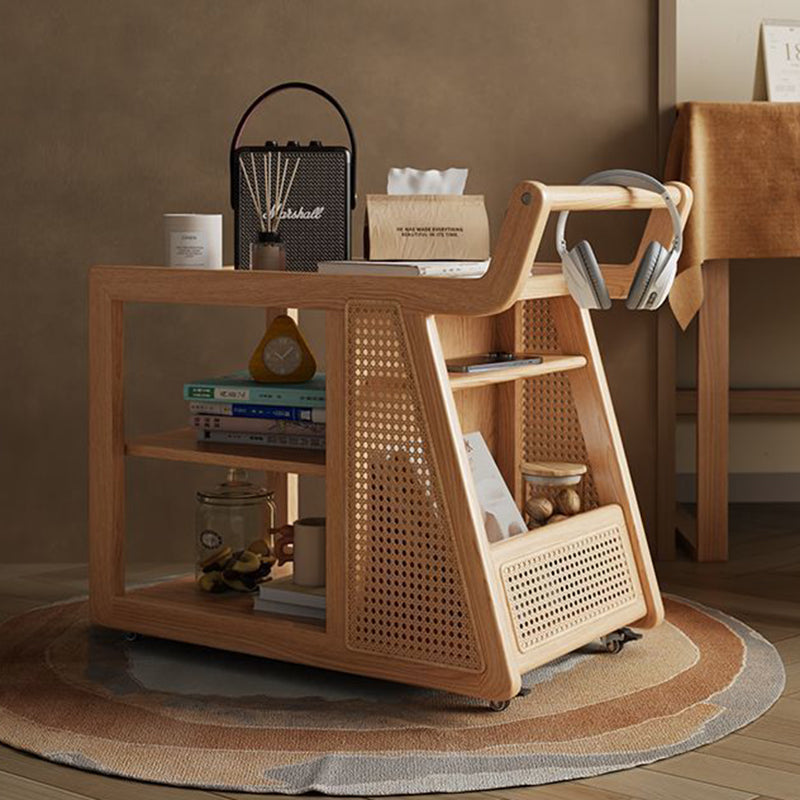 Zeitgenössischer Retro Massivholz Beweglicher Multifunktionaler Lagerung Beistelltisch 3-stufig Für Wohnzimmer 