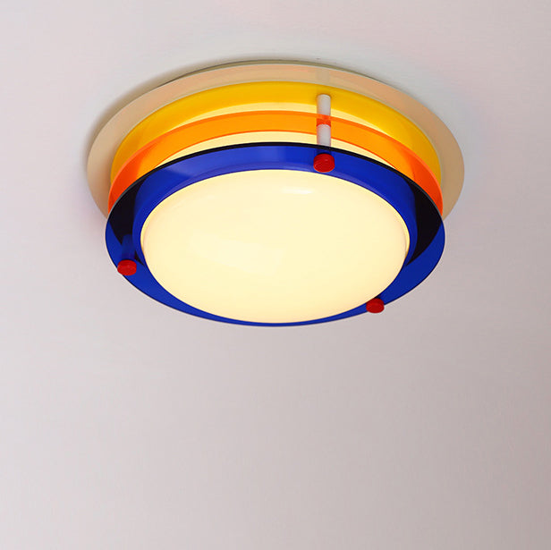 Moderne minimalistische bunte Eisen-Acryl-Disc Splicing LED Unterputz-Deckenleuchte für Schlafzimmer 
