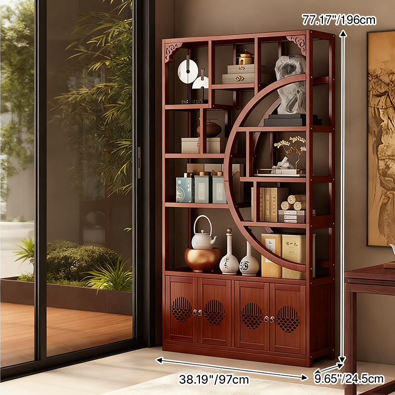 Traditional Chinese Rectangular Bamboo Medium Density Fiberboard Storage Cabinet 2-Cabinet For Living Room