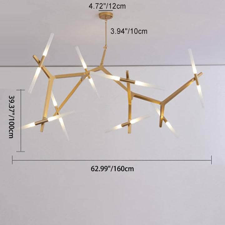 Lustre moderne minimaliste en alliage dendritique fer acrylique 10/16 lumières pour salon 