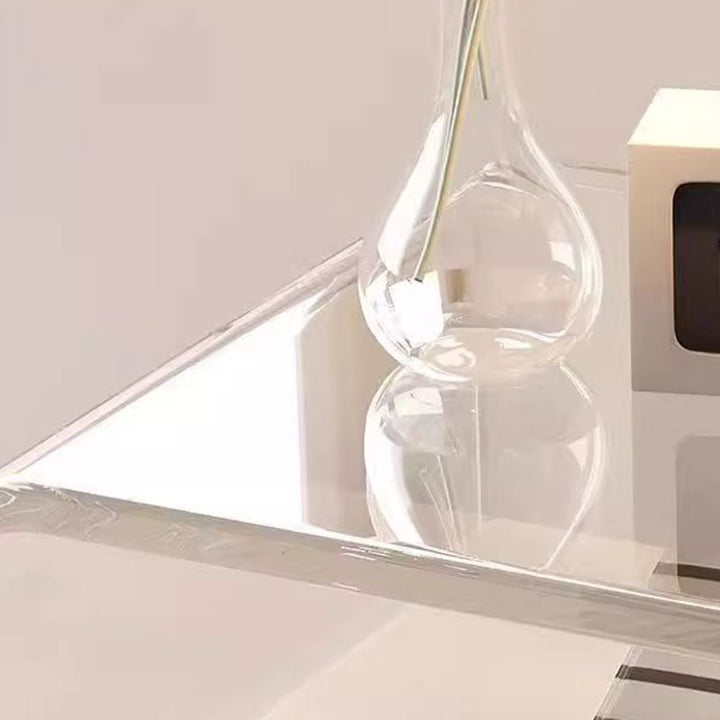 Modern Minimalist Rectangular Acrylic MDF Pine Wood Nightstand 1-Shelf For Bedroom