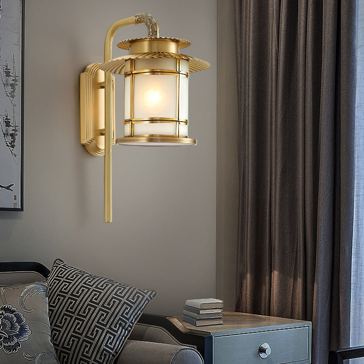 Traditionelle chinesische Kupferlaternen-Design 1-flammige Wandleuchte für den Flur 