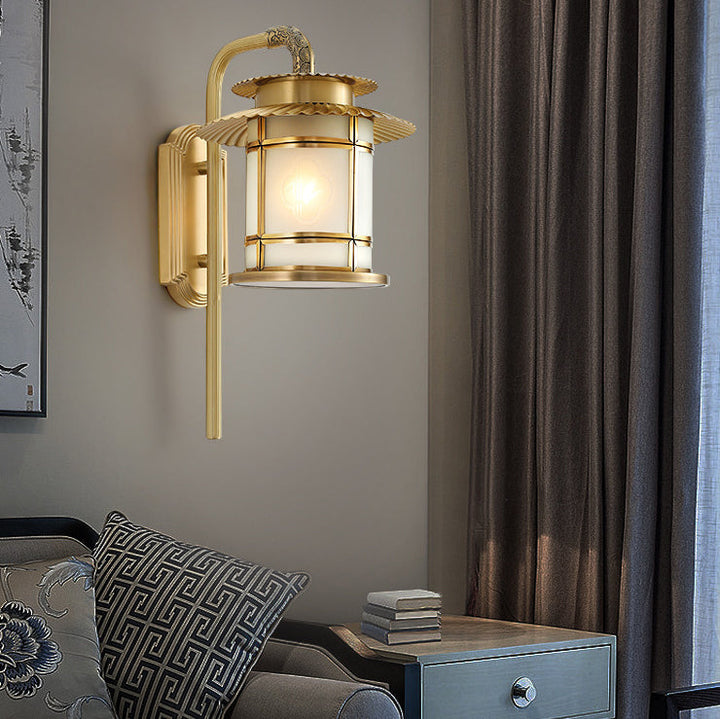 Traditionelle chinesische Kupferlaternen-Design 1-flammige Wandleuchte für den Flur 