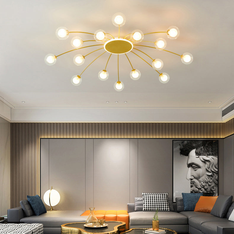 Moderne Luxus Runde Kugel Eisen Glas 10/12/16 Licht Semi-Flush Mount Deckenleuchte für Wohnzimmer 