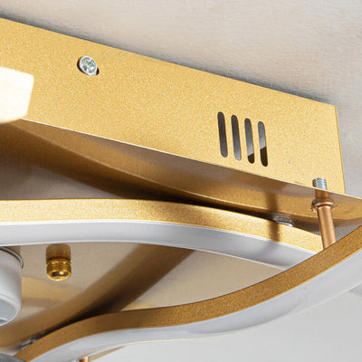Modern Minimalist Square Aluminum Corrugated Inverter LED Flush Mount Ceiling Fan Light