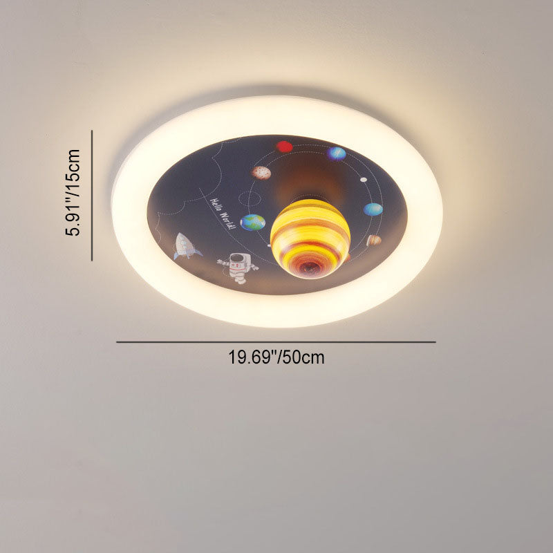 Zeitgenössische nordische Hardware Runde Planet Cartoon LED Deckenleuchte für Schlafzimmer 