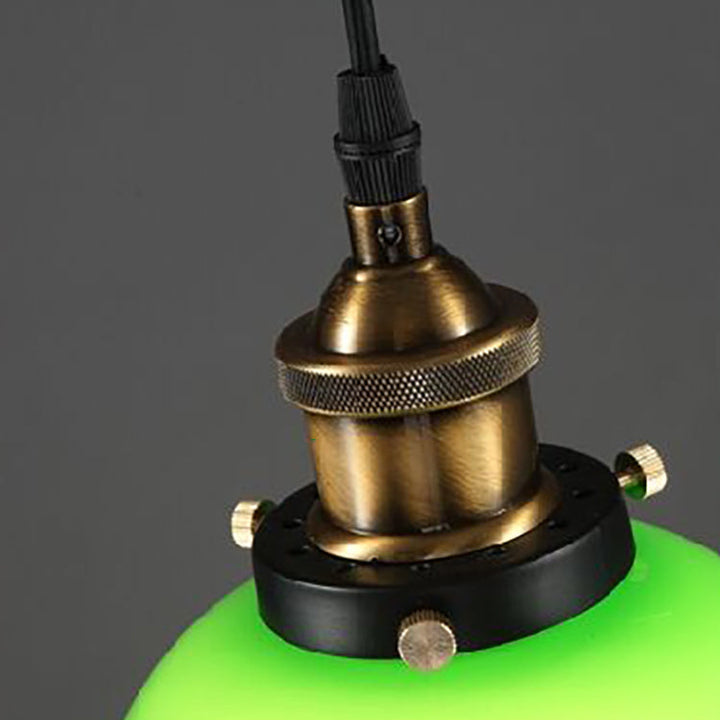 Pantalla de vidrio ahumado verde esmeralda retro contemporánea de 1 luz para lámpara colgante para comedor 