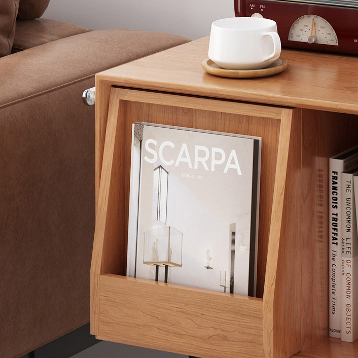 Contemporary Nordic Rectangular Pine Wood Plywood Stainless Steel End Table 2-Tier For Living Room