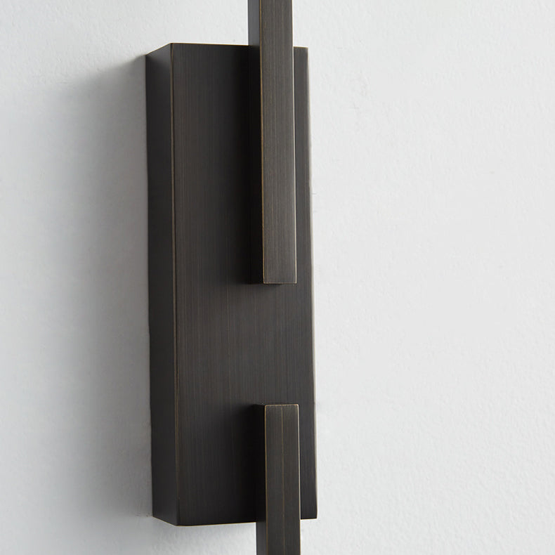 Moderne Mid-Century Wandleuchte aus Kupfer im rechteckigen geometrischen Design mit LED für das Bett 