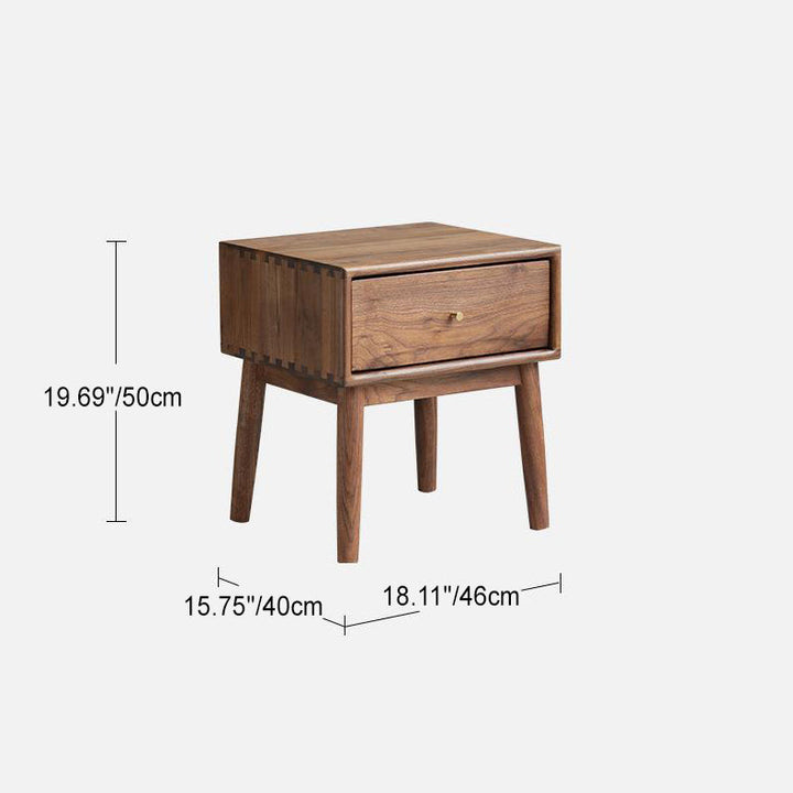 Mesa auxiliar rectangular tradicional de madera de nogal francesa con 1 cajón para sala de estar 