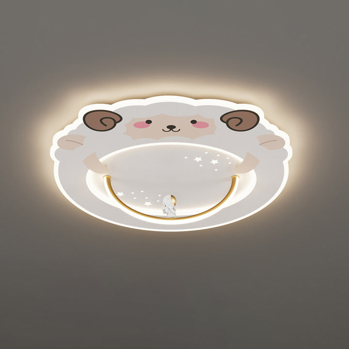 Moderne Art Deco Kinder Aluminium Acryl Pinguin Panda Löwe Schaf Runde LED Unterputz Deckenleuchte für Schlafzimmer 