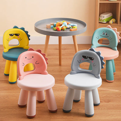 Tabouret rond en plastique pour enfants créatif contemporain avec dossier en forme de dinosaure pour le salon 