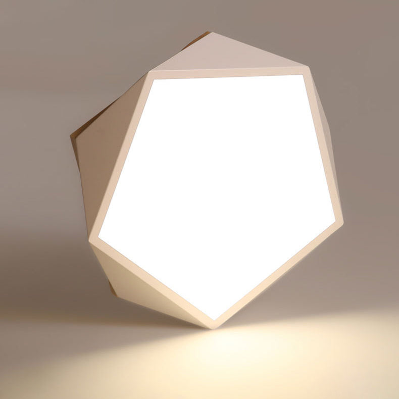 Plafonnier LED en fer acrylique polygone scandinave contemporain pour chambre à coucher 