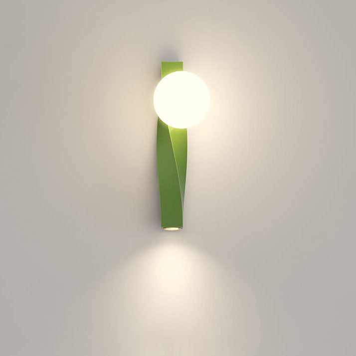Applique Murale Sphère Longue 1-Lumière en Plastique Style Crème Minimaliste Nordique 