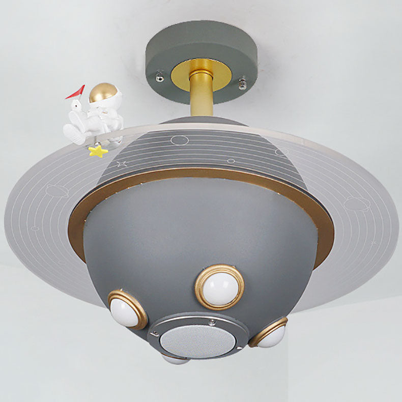 Lustre semi-encastré à LED pour chambre à coucher avec astronaute en résine acrylique métal contemporain créatif pour enfants et planète spatiale 