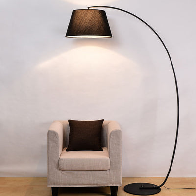 Modern Light Luxury Wrought Iron Curved Cylinder 1-Light Standing Floor Lamp