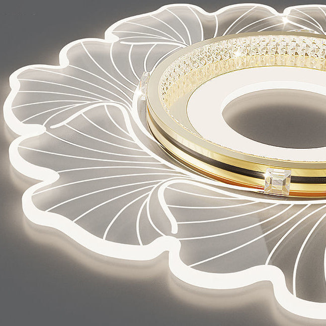 Lustre LED contemporain en acrylique cristal de luxe avec abat-jour en forme de fleur pour chambre 