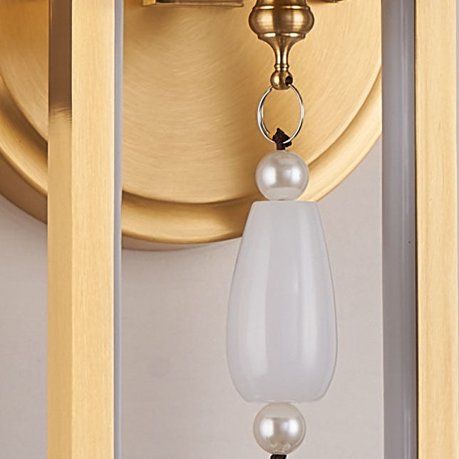Applique murale LED traditionnelle chinoise en verre tout cuivre pour salon 