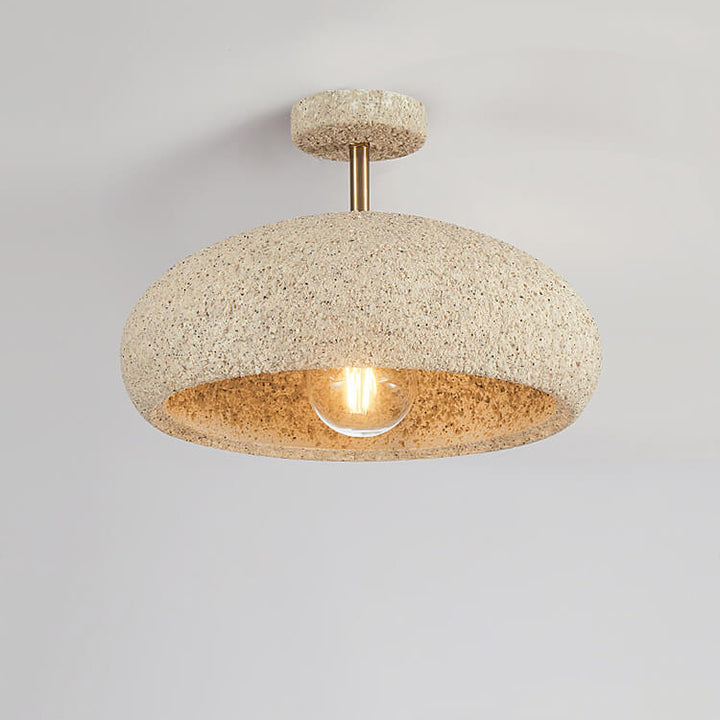 Moderne minimalistische ovale Gips-Eisen 1-Licht Semi-Flush-Montage Deckenleuchte 