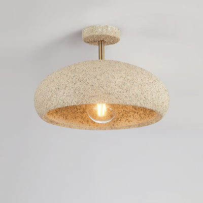 Moderne minimalistische ovale Gips-Eisen 1-Licht Semi-Flush-Montage Deckenleuchte 
