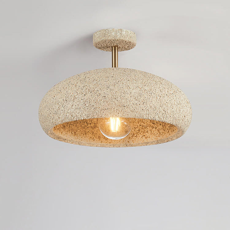 Moderne minimalistische ovale Gips-Eisen 1-Licht Semi-Flush-Montage Deckenleuchte 