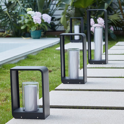 Modern Minimalist Square Frame Stainless Steel Acrylic LED Waterproof Lawn Landscape Light For Outdoor Patio