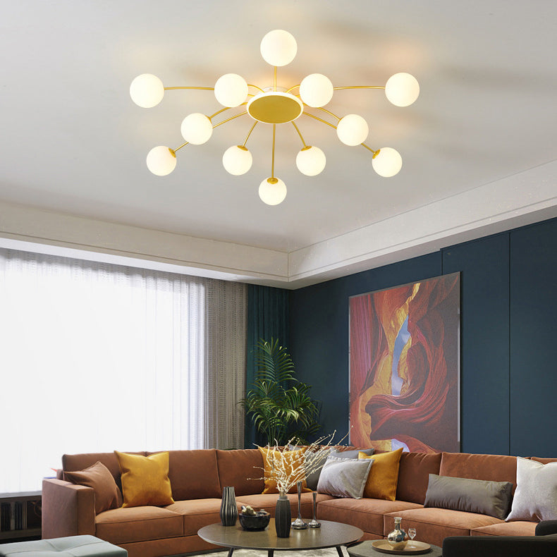 Moderne Luxus Runde Kugel Eisen Glas 10/12/16 Licht Semi-Flush Mount Deckenleuchte für Wohnzimmer 