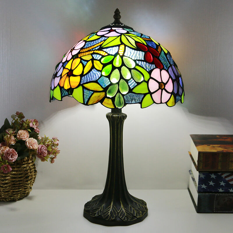 Traditionelle Tiffany Buntglas Kuppel Hardware Basis 1-Licht Tischlampe für Home Office 