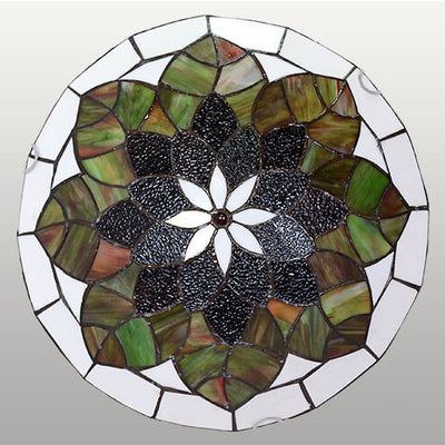 Vintage Tiffany Dragonfly Flower Round Stained Glass 2/3 Light Flush Mount Ceiling Light