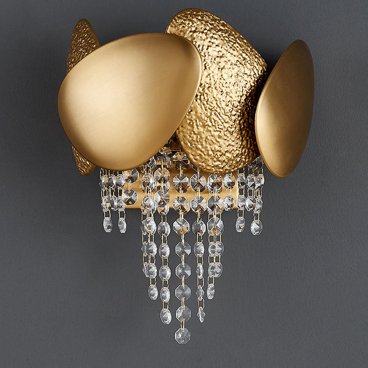 Applique murale contemporaine de luxe en cristal de fer à deux lumières de forme ovale irrégulière pour salon 