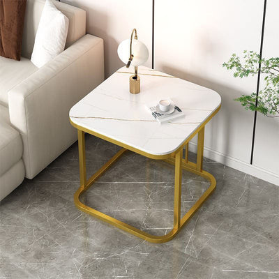 Moderner minimalistischer rechteckiger quadratischer Steintisch aus Eisen für das Wohnzimmer 