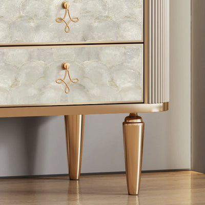 Table de nuit rectangulaire en pierre moderne avec pieds en bois et 3 tiroirs pour chambre à coucher 