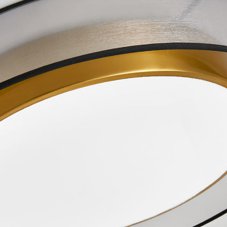 Zeitgenössische nordische Eisen-Messing-Acryl-runde LED-Unterputz-Deckenleuchte für Wohnzimmer 