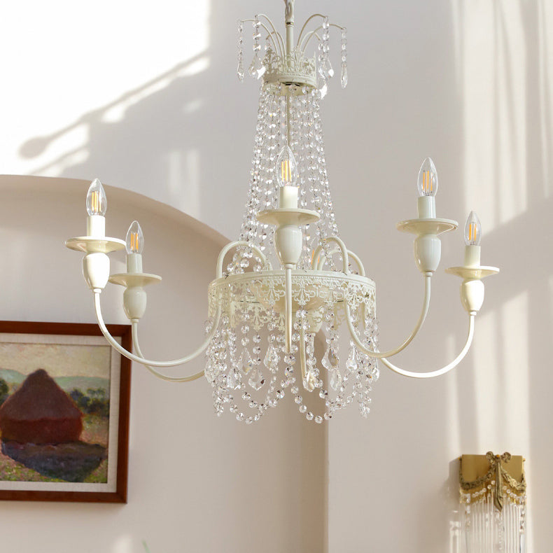 Modern Shabby Chic Candelabra Iron Crystal 4/5/6/8 Light Chandelier For Living Room