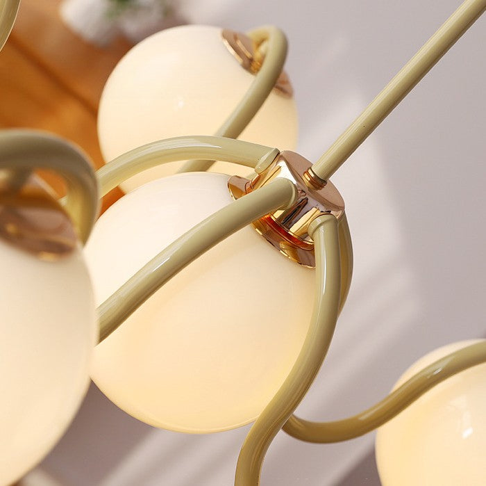 Lustre moderne minimaliste en verre et fer à 6 lumières pour salon 