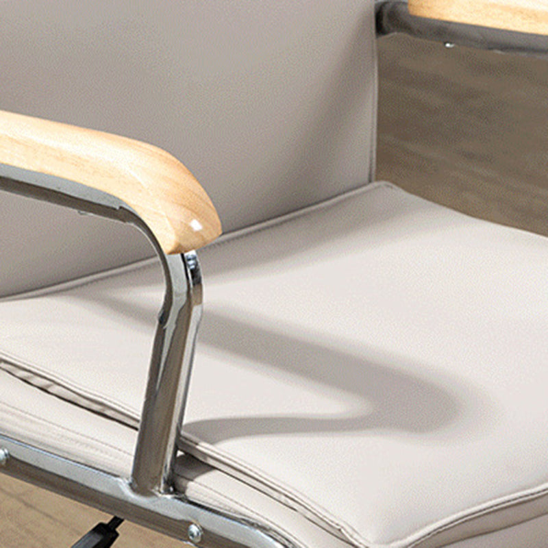 Moderner minimalistischer quadratischer gepolsterter PU-Leder-Schreibtischstuhl aus Edelstahl mit Rückenlehne und Armlehne für das Home Office 