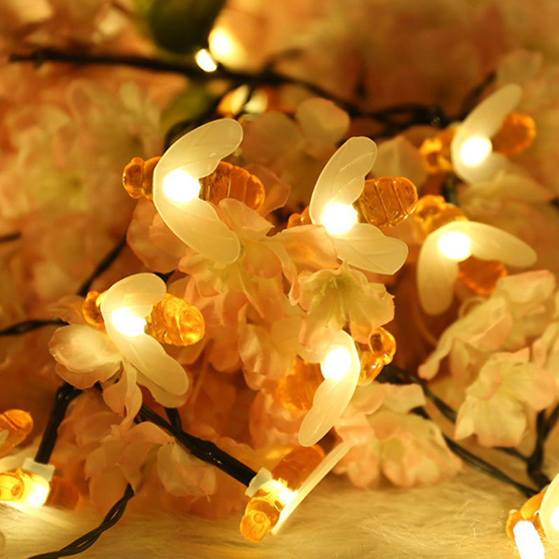Lumière de chaîne extérieure LED en plastique étanche Art déco moderne abeilles solaires pour décoration de jardin 