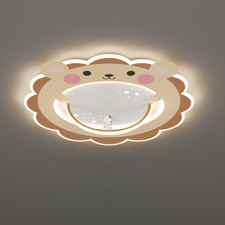 Moderne Art Deco Kinder Aluminium Acryl Pinguin Panda Löwe Schaf Runde LED Unterputz Deckenleuchte für Schlafzimmer 