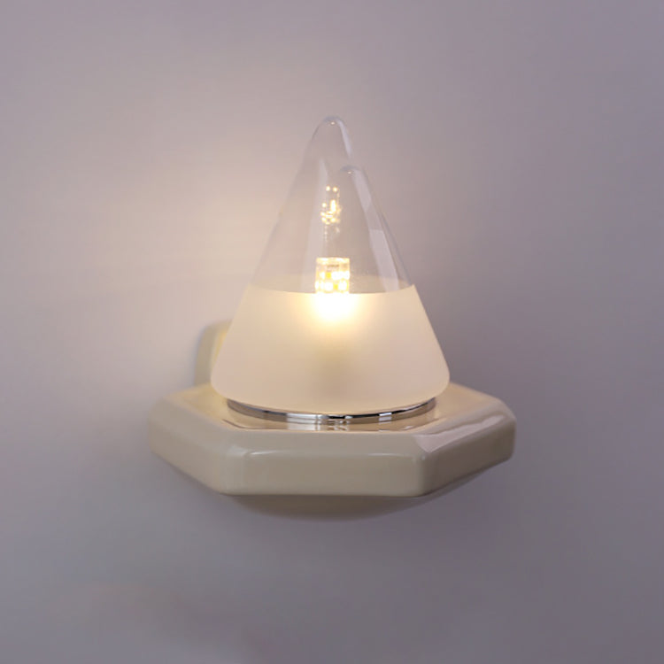 Traditional Vintage Conical Ceramic Glass Iron 1-Light Wall Sconce Lamp For Living Room