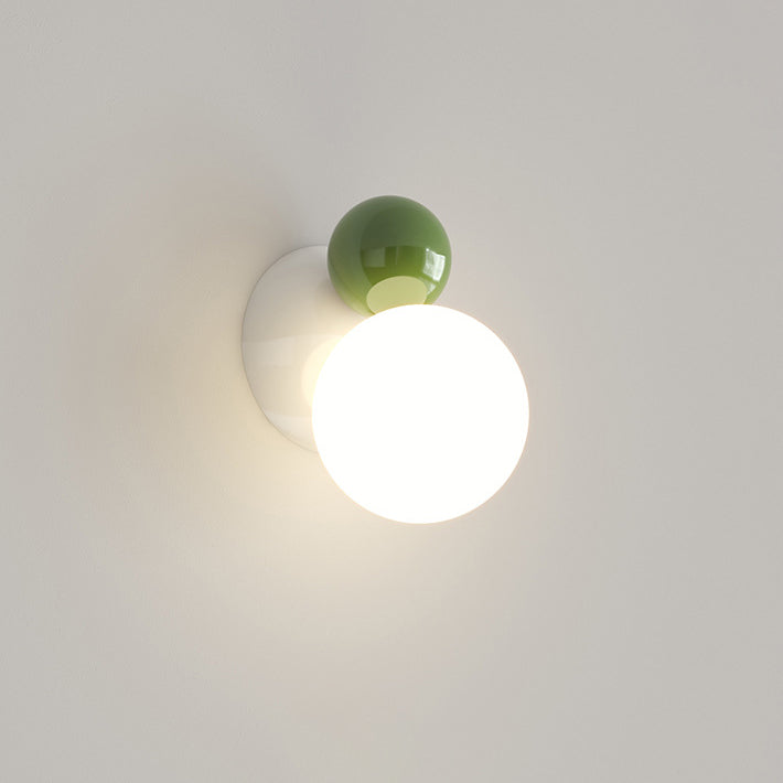 Lampe murale à une lumière en fer et plastique sphérique minimaliste moderne pour chambre 