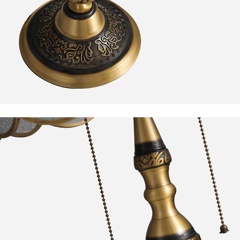 Lampe de table à 1 lumière en verre et cuivre pleine traditionnelle européenne pour chambre à coucher 