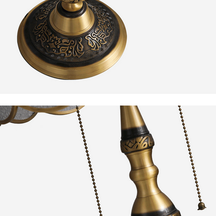 Lampe de table à 1 lumière en verre et cuivre pleine traditionnelle européenne pour chambre à coucher 