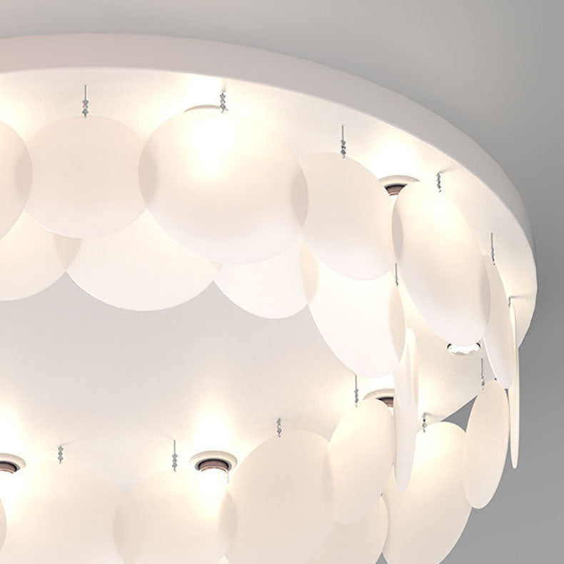 Modern Art Deco Iron PVC Round Piece 6/10 Light Flush Mount Ceiling Light For Bedroom